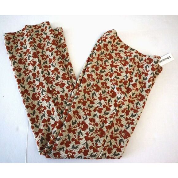 Urban Outfitters OB1575976 Women's Sz M Floral Elastic Waist Brocade Flare Pants - Picture 7 of 7